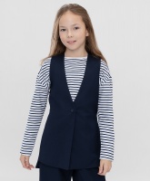 Жилет удлиненный с одной пуговицей синий Button Blue, школьная форма для девочек  фото, kupilegko.ru